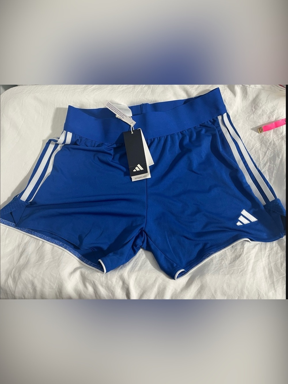 adidas Women’s Royal Blue Bike Shorts with White Trim